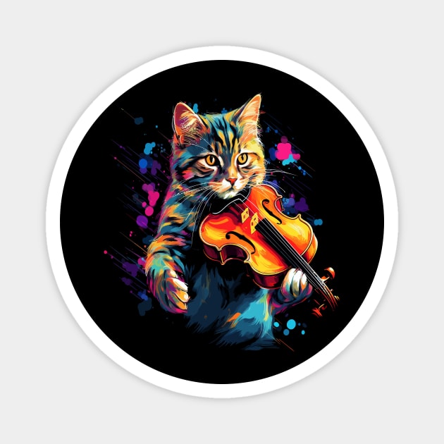 American Shorthair Playing Violin Magnet by JH Mart